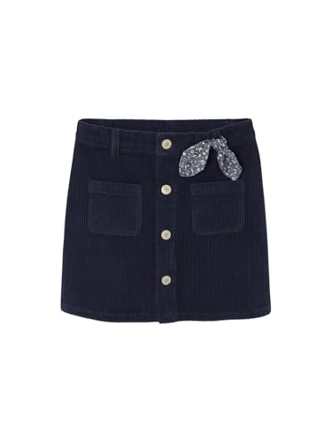 Vertbaudet Mädchen Cordrock mit Zierschleife und Knöpfen Marine 98/104