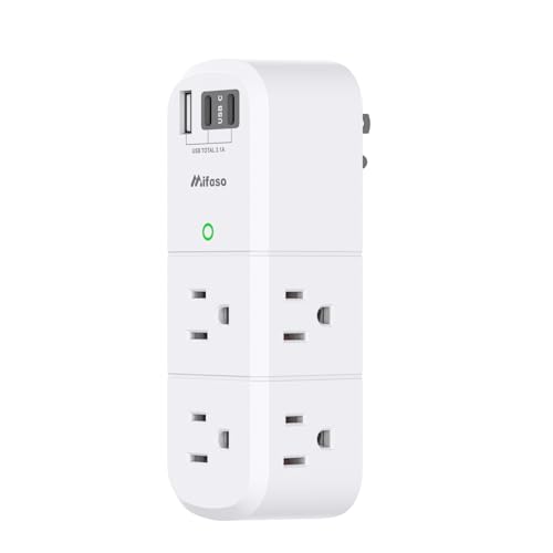Image of Cruise Ship Essentials - Outlet Extender with Rotating Plug, 6 AC Outlets with USB Charging Ports, Multi Plug Wall Outlet USB C Charger Hub, Non Surge Protector Non Extension Cord
