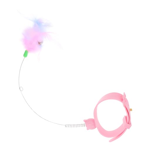 VANZACK 猫の襟から猫のスティックをからかいます 猫のおもちゃインタラクティブ インタラクティブな子猫のおもちゃ 子猫のからかい杖 猫のティーザーワンド シリカゲル ピンク