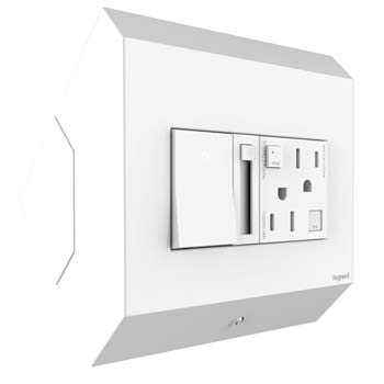 Legrand adorne Under-Cabinet Control Box with Paddle Dimmer and 15A GFCI in White, APCB6W2