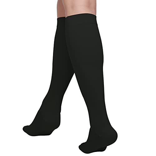 Image of MGANG Knee High Compression Socks 20-30mmHg for Varicose Veins, Closed Toe | Graduated Compression, Circulation, DVT, Swelling, Nurses, Pregnancy, Standing, Office, Flight, Travel, Running, Recovery