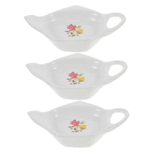 Alipis 3Pcs Ceramic Tea Bag Coaster Decorative Teabag Holder Organizer for Tea Bags Dipping Sauces Snacks for Afternoon Tea Kitchen Use