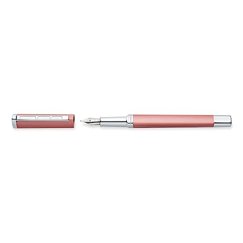 STAEDTLER Triplus 474 M20-3 Fountain Pen 474 M, Colour Radiant Rose, Metal Casing in Ergonomic Triangular Shape, Steel Nib M with Blue Ink Cartridge