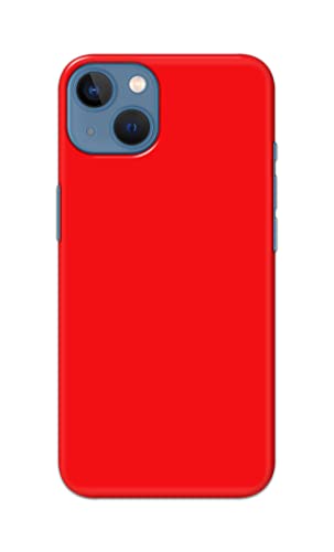 Image of Printed Hard Back Cover Case for Apple iPhone 13 Back Cover (Plain Red) -1803