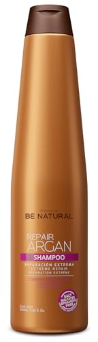 PLACENTA LIFE Be Natural. Repair Argan. Champú de Reparación para Cabellos Maltratados. Translúcido. Reparación extrema. Aceite de argán. Vitamina E. Contenido 350 ml.