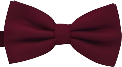 Image of Bow Tie for Men Classic Solid Colour Pre-Tied Satin Formal Tuxedo Bowtie Adjustable Length Clip on Design for Adults Elegant Double Fold Ties for Boys and Men's Party Accessories