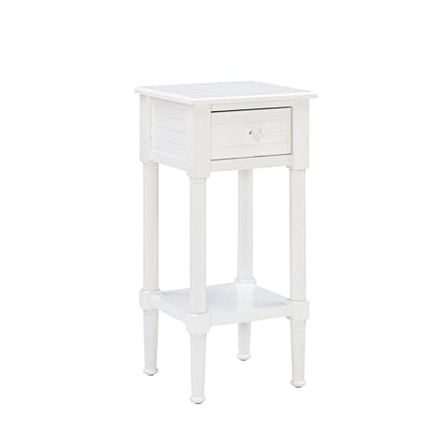Linon Raleigh White Small Accent Table with Starfish Knobs