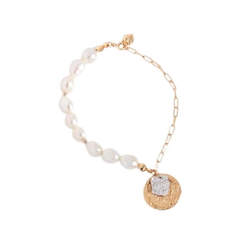 Bracelet femme perle naturelle baroque et lave fini argent 925 marron