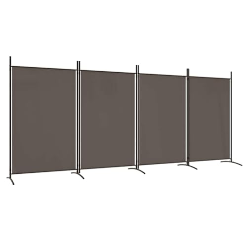 vidaXL Biombo Divisor de 4 Paneles Separador Decoración Habitación Dormitorio Oficina Pantalla Privacidad Pared Plegable de Tela Gris Antracita
