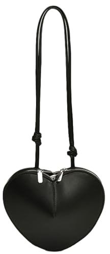Women Heart Shape Handbag Vegan Leather Shoulder Bag Cute Heart Purse for Girl Gift Zipper Around Crossbody Bag