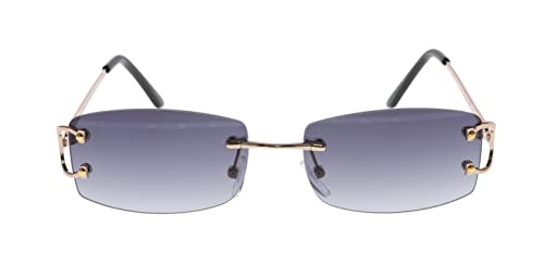 FLAWLESS EYEWEAR Small Narrow Rimless Sunglasses Fashion Rectangle Tinted Lens 90s Frameless Glasses for Women Men2