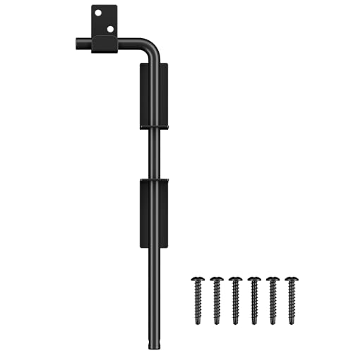 12 Cane Bolt Gate Drop Rod Heavy Duty Stopper Hardware Gate Ground Latch for Wood Metal Vinyl Gates Doors Gate Drop Pin for Holding Gate to The Ground Black Finish-1 Pack