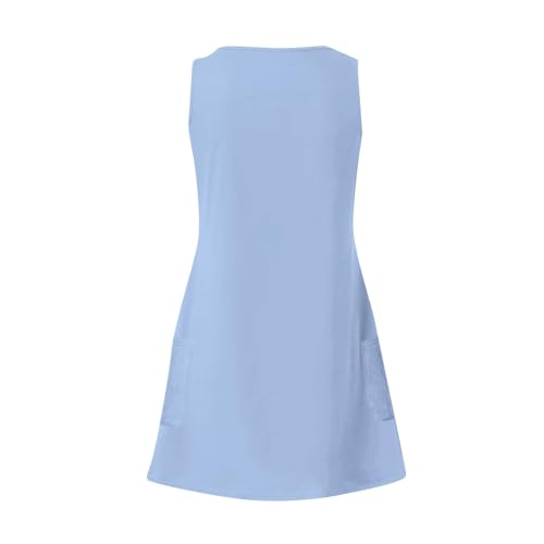 Image of Summer Dresses for Women 2026 Casual V Neck Sleeveless Sundresses Boho Beach Tank Dresses with Pockets