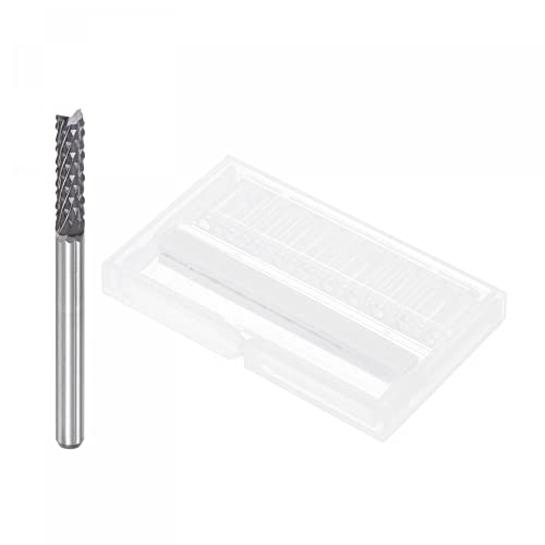Image of uxcell End Mill CNC Router Bits, 3.175mm x 12mm 1 /8 inch Shank Diamond Film Coated Carbide Engraving Bit Milling Cutter Right Hand for PCB Plastic Fiber Wood 10pcs