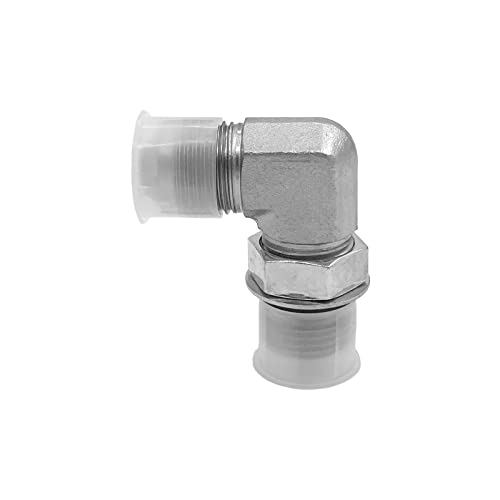 Image of (2-PACK) 6801-04-04-NWO Hydraulic Hose Adapter Fitting 1 /4 inch Male JIC 37 Flare (7 /16-20 UNF) x 1 /4 inch Male Adjustable Nut O-Ring Boss (7 /16-20 UNF) 90 Elbow SAE Pipe Connector Carbon Steel