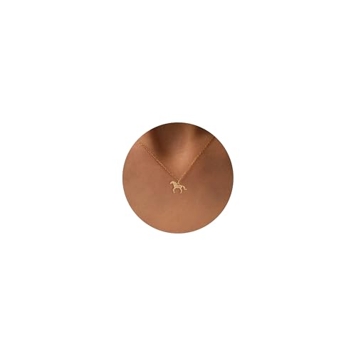 LLWOM Gold Necklace for Women-14k Gold Plated Horse Necklace Dainty