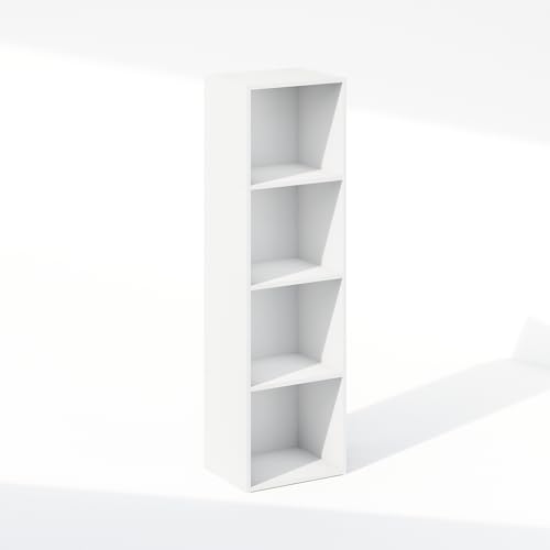Image of Furinno Reed Closet Organizers and Storage, 4-Tier Closet Organizer, Open Shelf Closet Storage, for Wardrobe, Bedroom, Living Room, White