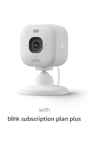 Image of Blink Mini 2K+ (newest model) with 1-Year Plus plan - Plug-in Home & Pet Security Camera with 2K video resolution, smart motion detection, works with Alexa - 1 camera (White)