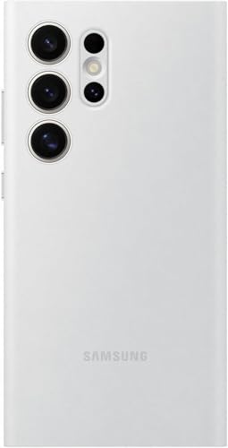 Image of Ultra-Hybrid for Samsung Galaxy S24 Ultra S-View Wallet Case - Protective Leather Cover with Smart Screen Display, Tap Control, Slim Design, and Built-in Card Holder Pocket Case (White)
