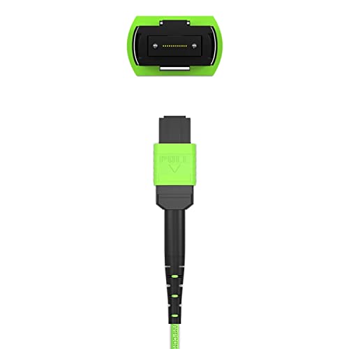 Image of AMPCOM MPO to FC Breakout Cable 50 /125μm Multimode OM5(12 Fiber, MPO to FC, Type B, LSZH /Riser, UPC, Lime Green) 10m (32ft)