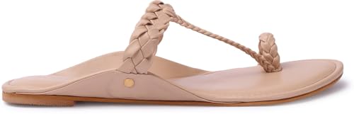 Image of Picktoes Pt-n712 Women's Beige Synthetic Leather Casual Flat Sandal
