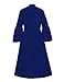 ceiyast Clergy Dresses for Women Tab Collar A-Line Long Sleeve Loose Elegant Dress(3XL,Blue)