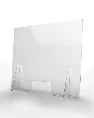 Pantalla Protección Mostrador 70x60cm - PET Policarbonato Semi Transparente 4mm - Mampara para Mostradores ULTRARESISTENTE y ESTABLE - Separador Transparente Colegios Supermercados Farmacias Tiendas