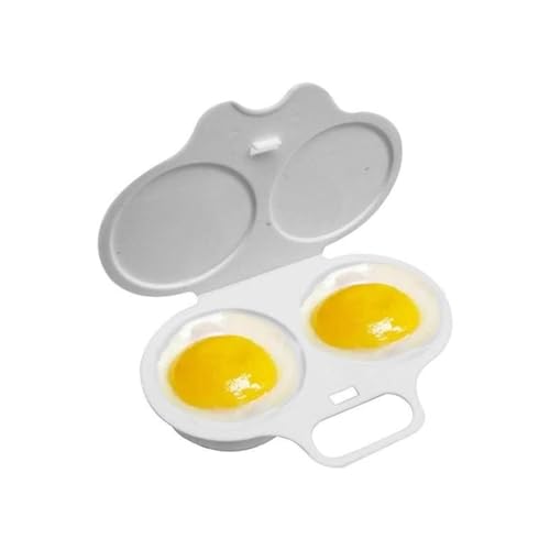 Microwave Egg Poacher Reusable Poached Egg Maker Microwave Egg Cooker Egg Poacher Cups 2 Cavity Nonstick Poached Egg Maker with Lid Double Cups Egg Boiler for Home Kitchen (1PCS)