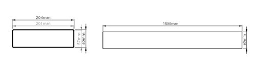 NaplesUK 204mm x 60mm Rectangular Flat Channel Ducting 1.5 Metre Length - White Plastic