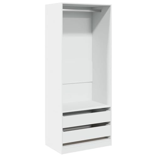 Eleganz Armario blanco 80 x 50 x 200 cm de material de madera - Armario moderno para dormitorio y sala de estar - solución de almacenamiento estable para ropa