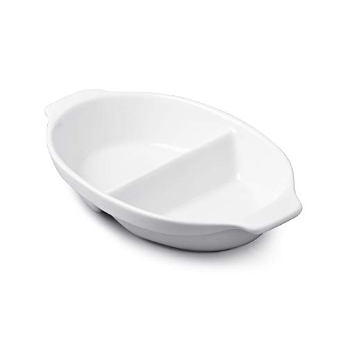 WM Bartleet & Sons 1750 T397 Traditional Porcelain Small Divided Vegetable and Sides Serving Dish 22cm – White