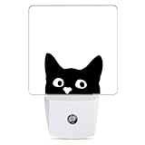 Jopowide Black Cat Cute Dusk to Dawn Night Light, Auto Sensor Lamp Home Indoor Stairway Kitchen Corridor, Night Lights Plug into Wall Decor, Boys Girls Women Men Room Gifts
