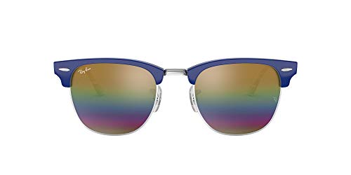 Ray-Ban Rb3016 Clubmaster Square Sunglasses, Metallic Light Bronze/Grey Mirrored Rainbow, 51 Mm #TOP30