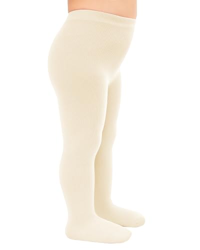 Stelle Toddler Girls Tights Baby Cable Knit Thick Stockings Cotton Winter Warm Leggings Pantyhose 1/2/3 Pack(Ivory XXS)