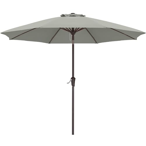 ABCCANOPY Sonnenschirm 270 cm, Strandschirm, Beidseitig um 30° knickbar, UPF 50+, Wasser- und Winddicht, Stabil, für Terrasse, Balkon, Markt... Hellgrau