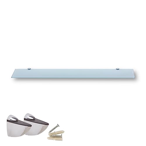 Euro Tische Étagère Murale en Verre - 80 x 17,8 cm - Étagère de Salle de Bain - Étagère de Douche avec Verre de sécurité ESG de 6 mm et Supports en...