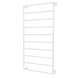 NEATOOM Wall Mounted Scarf Rack, 10 Tiers Wall Scarf Storage Rack, Space-Saving Metal Ribbon Storage Organizer, Tie & Scarf Display Rack for Home or Clothing Retail Store (White)