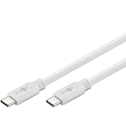Goobay 67193 USB C Kabel 0,5m 3.2 Gen. 1 / 60W Handykabel / USB C auf USB C Ladekabel 5 Gbits SuperSpeed / USB Type C Handy Samsung Xiaomi Sony / Weiß / 0,5 Meter