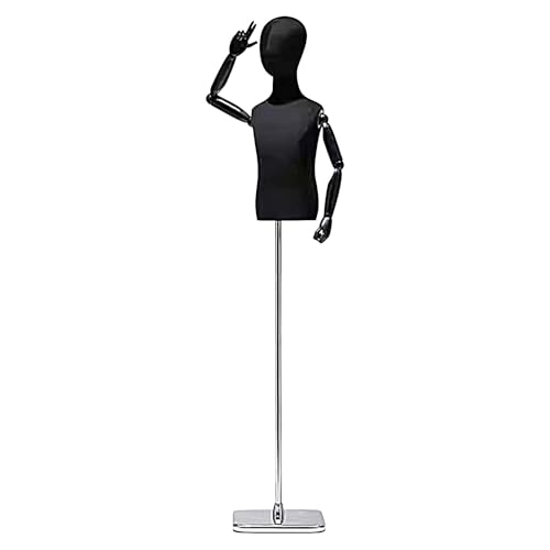 Maniqui Costura Pequeño Negro Maniquí Costura Ajustable con Soporte Torso de Maniquí con Soporte para Centros Comerciales, Tiendas de Ropa y Estudios(130-140-3)