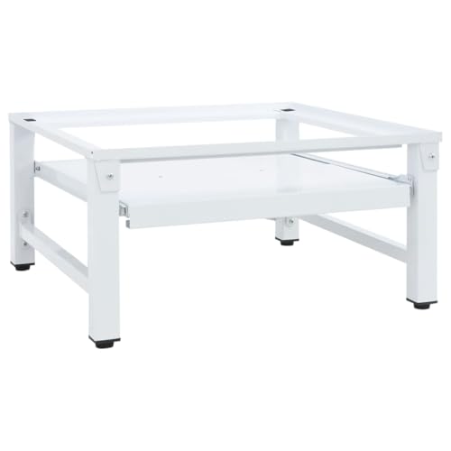 vidaXL Soporte Pedestal para Lavadora con Estante extraíble Blanco, Soporte para Lavadora, Plataforma para Lavadora y Secadora, pedestales para lavandería