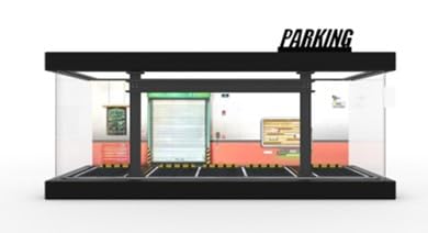 Hot Cars Wheels Display Case - 1/64 Scale Die-cast Model Car Display Case with LED Light and Acrylic Cover, Hot Diecast Wheels Parking Garage Dioramas with 9 Parking Spaces