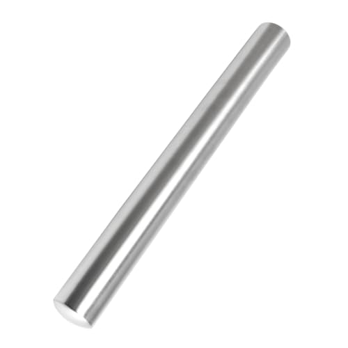 OFFSCH Mattarello in Acciaio Inox 34,5x4 Cm Per Pasta Frolla Biscotti Fondente Antiaderente Metallico Liscio Non Poroso