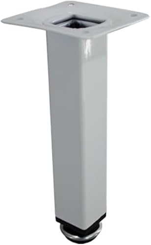 Kit 4 Pé Quadrado Para Cama Sofá Armário Móveis Com Regulagem Metálico 15cm (Branco)