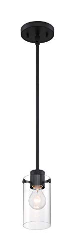 Image of Nuvo 60 /7270 Sommerset 1-Light Mini Pendant Fixture with Clear Glass - Matte Black Finish