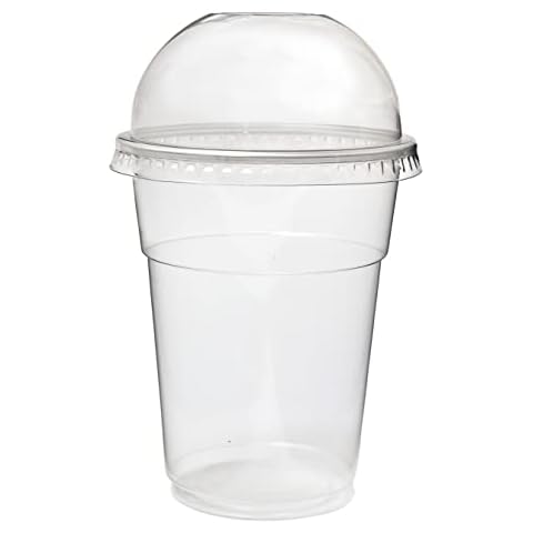 Smoothie Cups: Pack of 20 - 10oz (284ml) or 12oz (340ml) Clear Smoothie - Milkshake Cups with Domed Lids (10oz (284ml) 20 Pack) Cover