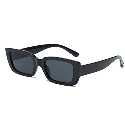 YAMEIZE Vintage Sonnenbrille Eckig Retro Schatten Katzenauge UV Schutz für Frauen Schwarz Grau Cover