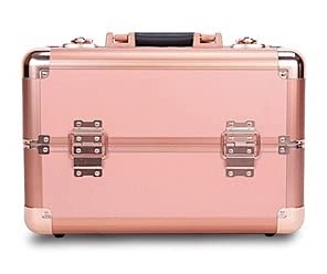 Adson Professional Makeup Box Cosmetics Case Jewelry Organiser Vanity Make Up Storage Box Beauty Train Case Lockable with Keys (Simple Sober Rose Gold) - Image 9 thumbnail