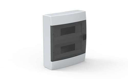 Caja de distribución superficie 24 elementos, con entradas y salidas configurables, ideal para instalaciones eléctricas y gestión de circuitos.