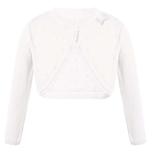 Kids Girls Long Sleeve Knit Bolero Cardigan Shrug Dress Coat Cropped Sweater Jacket Flower Girls Dress Cover Up