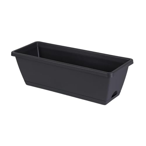 STARTIST 2Pcs Window Box Planter Planter Boxes Rectangle with Drainage Holes Ornaments Plant Pot Flower Pot for Outdoor Indoor Plants, Dark Grey